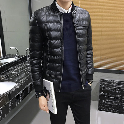 Елегантно мъжко яке от мека еко кожа с бейзболна яка , 2 цвята