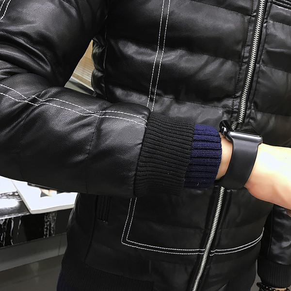 Елегантно мъжко яке от мека еко кожа с бейзболна яка , 2 цвята