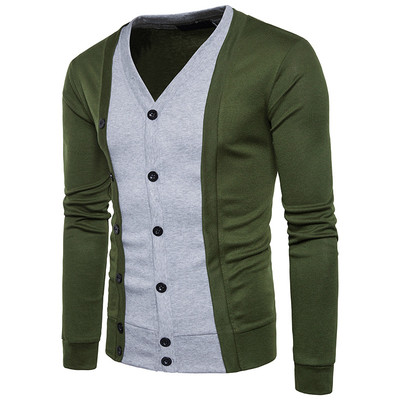 Мъжка ежедневна жилетка с V-образна яка , копчета и преливащи цветни десени