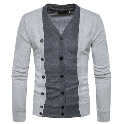 Мъжка ежедневна жилетка с V-образна яка , копчета и преливащи цветни десени