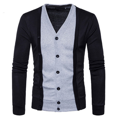 Мъжка ежедневна жилетка с V-образна яка , копчета и преливащи цветни десени