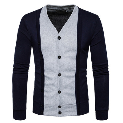 Мъжка ежедневна жилетка с V-образна яка , копчета и преливащи цветни десени