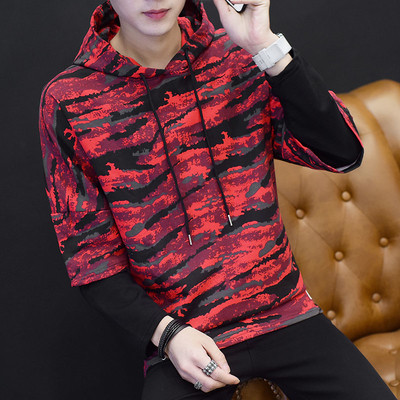 Ανδρική μπλούζα με κουκούλα και καμουφλάζ - 2 χρώματα