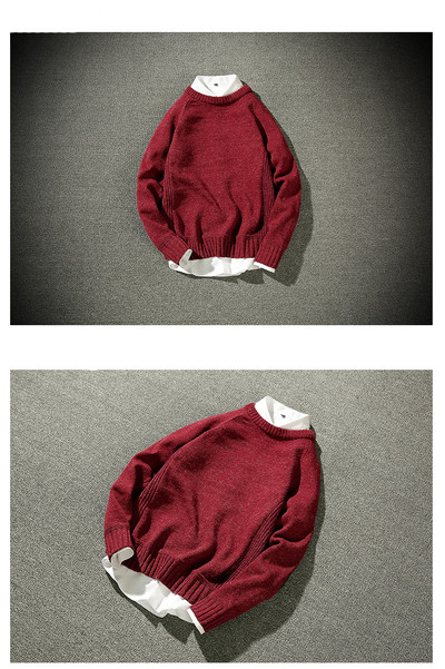 Αθλητικό-κομψό πουλόβερ για άνδρες με κολάρο σε σχήμα O, τρία χρώματα