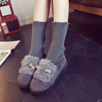 Μοντέρνες γυναικείες ζεστές μπότες με γούνα και κορδέλα