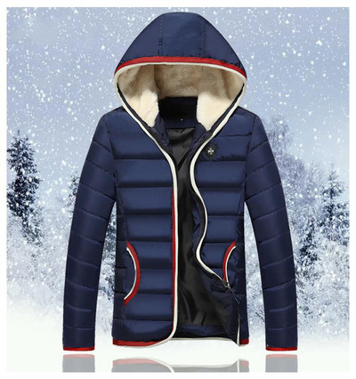 Ζεστό ανδρικό μπουφάν με κουκούλα για το χειμώνα και πολύ απαλή επένδυση