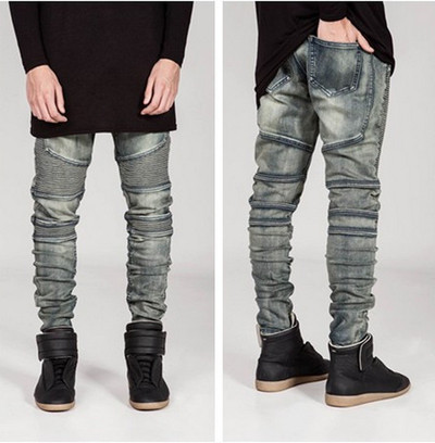 Модерни и актуални мъжки дънкови панталони с впити крачоли и асиметрични мотиви