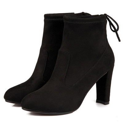 Casual γυναικείες μπότες  σουέτ με ξηλό χοντρό τακούνι 