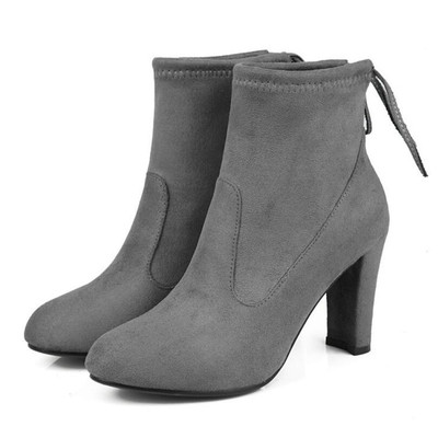 Casual γυναικείες μπότες  σουέτ με ξηλό χοντρό τακούνι 