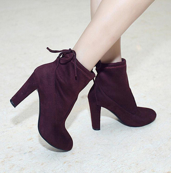 Casual γυναικείες μπότες  σουέτ με ξηλό χοντρό τακούνι 