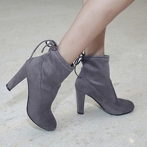 Casual γυναικείες μπότες  σουέτ με ξηλό χοντρό τακούνι 