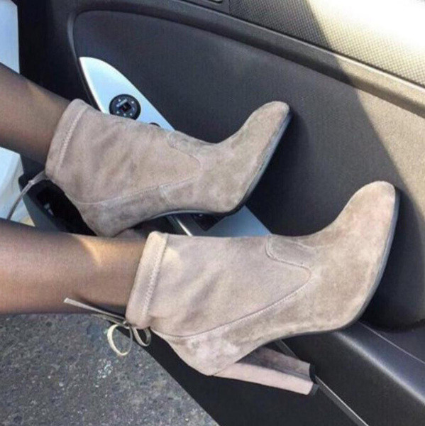 Casual γυναικείες μπότες  σουέτ με ξηλό χοντρό τακούνι 