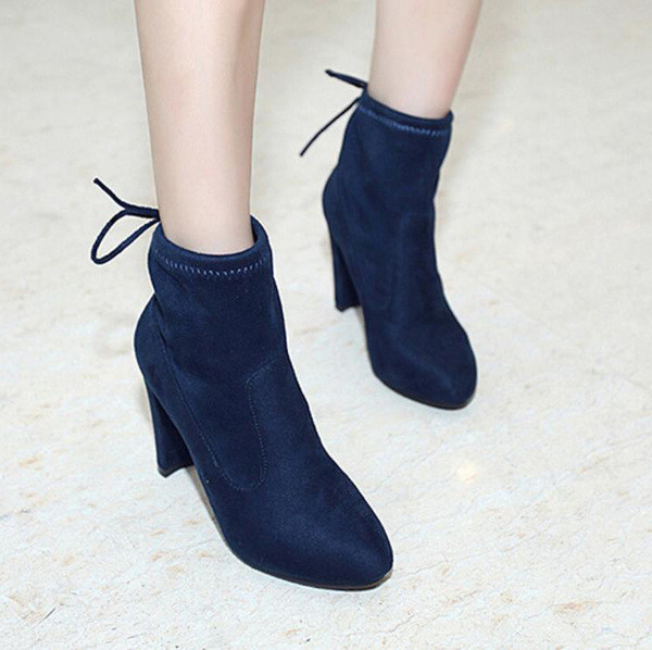 Casual γυναικείες μπότες  σουέτ με ξηλό χοντρό τακούνι 