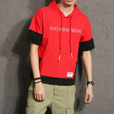 Η casual ανδρική μπλούζα με κουκούλα και κοντά μανίκια, 2 χρώματα