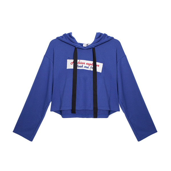 Κοντή σπορ γυναικεια μπλούζα με κουκούλα