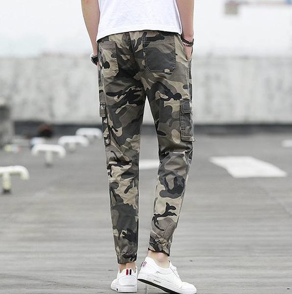 Σπορ-κομψά ανδρικά παντελόνια μοντέλο λεπτή εφαρμογή σε σχέδια καμουφλάζ, 3 χρώματα