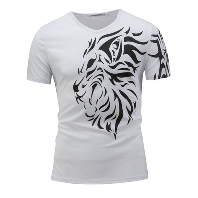 Ανδρική μπλούζα με  κοντό μανίκι και σχήματος V κολάρο και εκτύπωση, 4 χρώματα