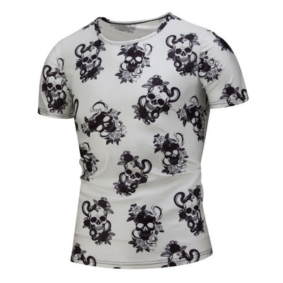 Ανδρική μπλούζα με κοντό μανίκι, περιλαίμιο και εφαρμογές σε σχήμα O