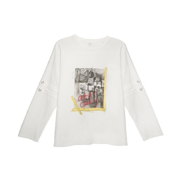 Γυναικέια μπλούζα για το φθινοπώρου σε λευκό με εφαρμογή κατάλληλη για την καθημερινή ζωή