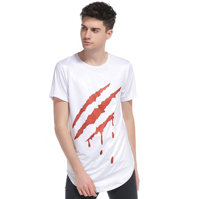 Περιστασιακή ανδρική μπλούζα με εκτύπωση και κολάρο σε σχήμα O