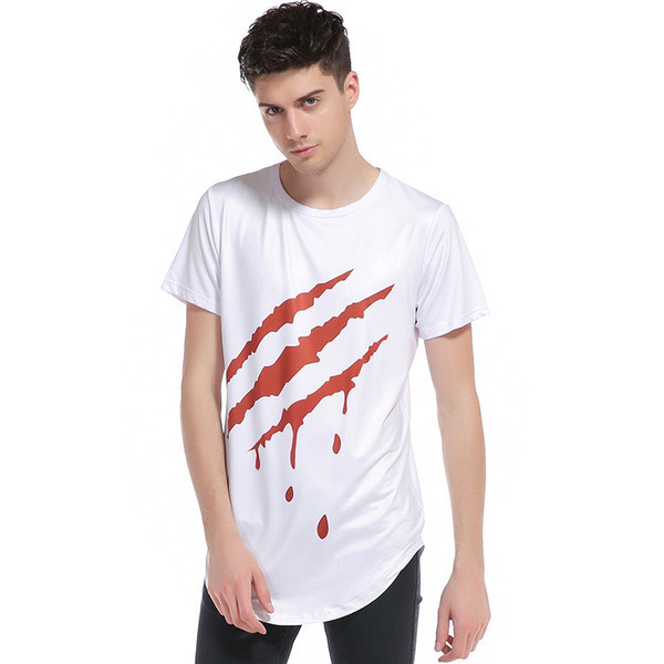 Περιστασιακή ανδρική μπλούζα  με εκτύπωση και κολάρο σε σχήμα O