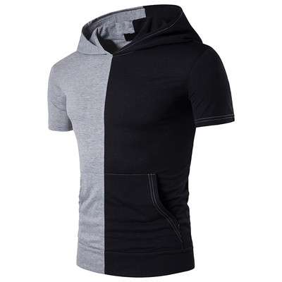 Мъжка ежедневна блуза с голям практичен джоб в предната си част и качулка , преливащи цветове