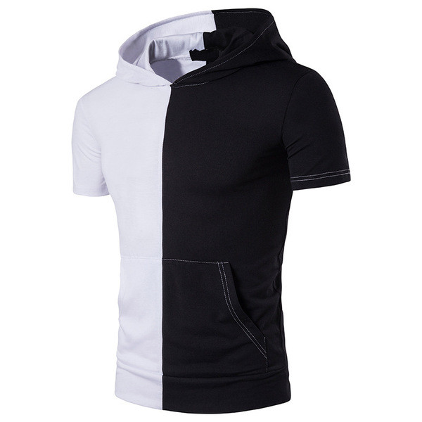 Мъжка ежедневна блуза с голям практичен джоб в предната си част и качулка , преливащи цветове