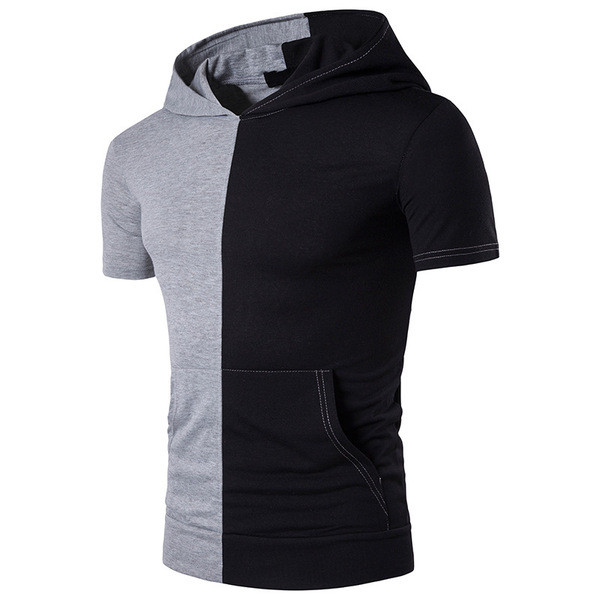 Мъжка ежедневна блуза с голям практичен джоб в предната си част и качулка , преливащи цветове