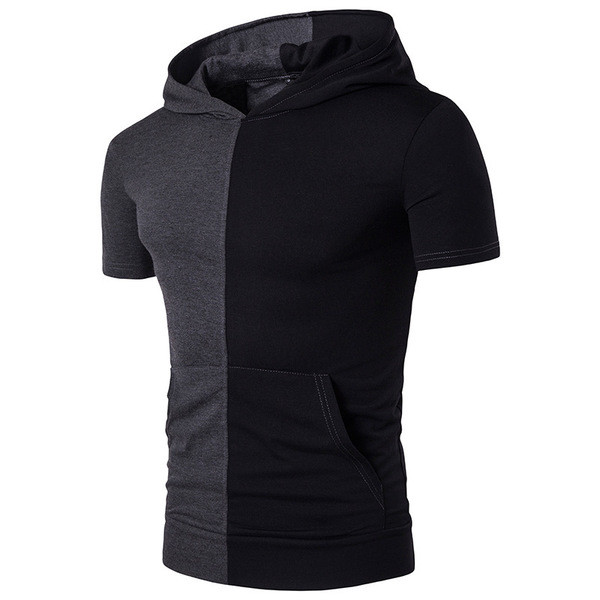 Мъжка ежедневна блуза с голям практичен джоб в предната си част и качулка , преливащи цветове