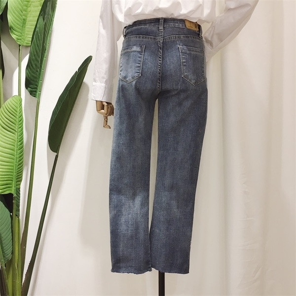 Модерни дамски дънки с мъниста и висока талия