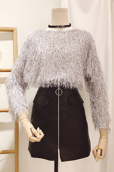 Стилна дамска блуза на ресни в четири цвята