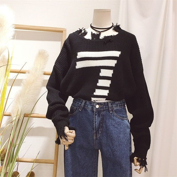 Стилен плетен дамски пуловер в три цвята