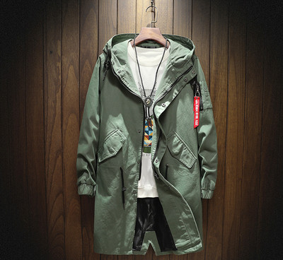 Μοντέρνο ανδρικό μακρύ μπουφάν με κουκούλα, αδιάβροχο - 2 χρώματα