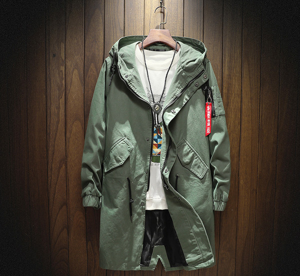 Μοντέρνο ανδρικό μακρύ μπουφάν με κουκούλα, αδιάβροχο - 2 χρώματα