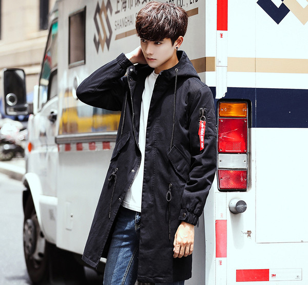 Μοντέρνο ανδρικό μακρύ μπουφάν με κουκούλα, αδιάβροχο - 2 χρώματα