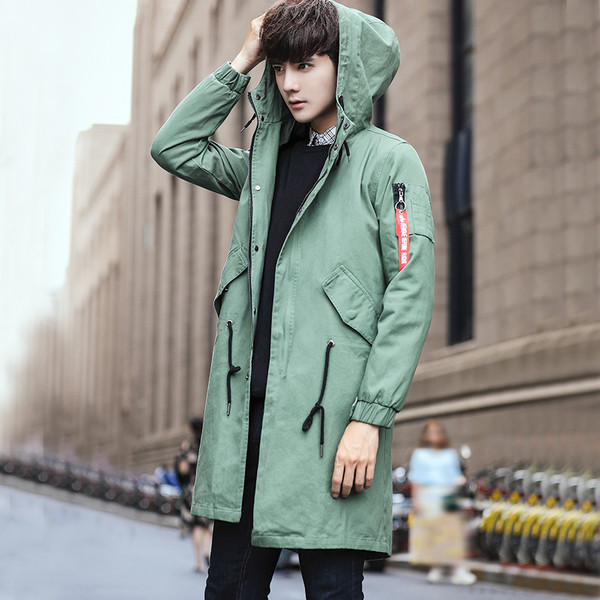 Μοντέρνο ανδρικό μακρύ μπουφάν με κουκούλα, αδιάβροχο - 2 χρώματα