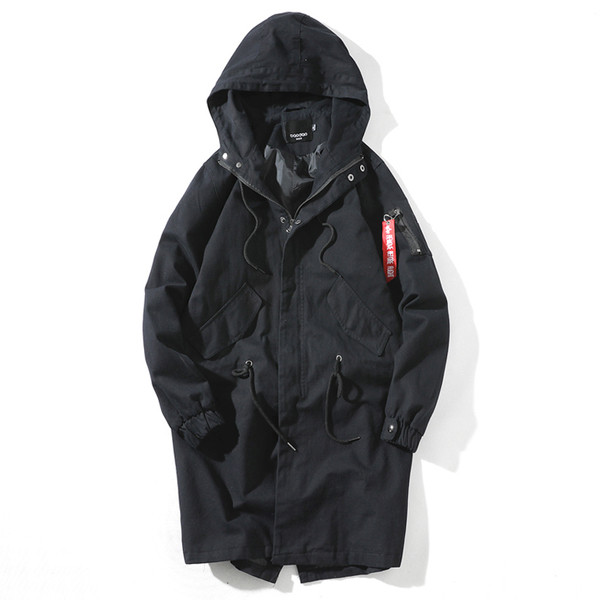 Μοντέρνο ανδρικό μακρύ μπουφάν με κουκούλα, αδιάβροχο - 2 χρώματα