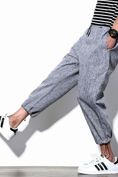 Πολύ άνετα casual αντρικά παντελόνια σε γκρι και μαύρο χρώμα