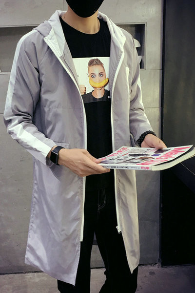 Άνοιξη-φθινόπωρο ανδρικό αδιάβροχο μπουφάν με κουκούλα σε 3 χρώματα