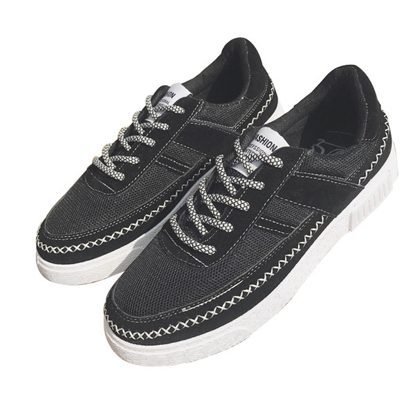 Μοντέρνα και κομψά αθλητικά πάνινα ανδρικά παπούτσια  με επίπεδη σόλα από καουτσούκ - 2 χρώματα