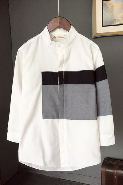 Κομψό ανδρικό πουκάμισο  με  κολάρο και μοτίβα , 2 σχέδια