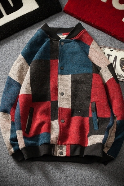 Мъжко бейзболно яке в преливащи цветове с О-образна яка и копчета , 2 модела