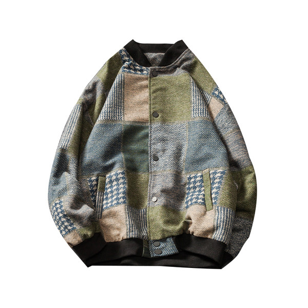 Мъжко бейзболно яке в преливащи цветове с О-образна яка и копчета , 2 модела