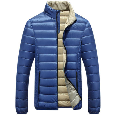 Актуално мъжко зимно яке с мек пълнеж и полувисока О-образна закопчаваща се яка