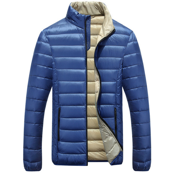 Актуално мъжко зимно яке с мек пълнеж и полувисока О-образна закопчаваща се яка