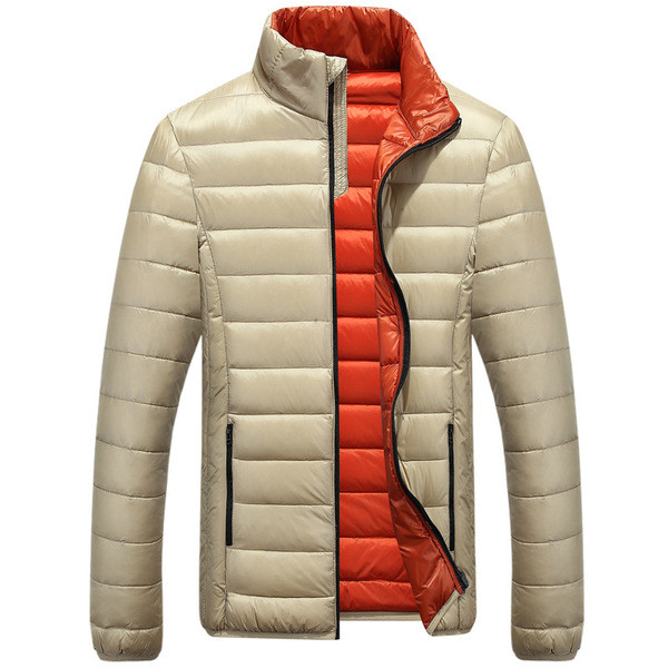 Актуално мъжко зимно яке с мек пълнеж и полувисока О-образна закопчаваща се яка