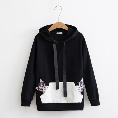 Спортна блуза с качулка и с ушички в три цвята