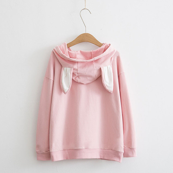 Спортна блуза с качулка и с ушички в три цвята