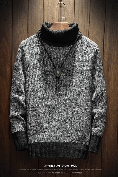 Πολύ μοντέρνο και ζεστό ανδρικό καθημερινό πουλόβερ με υψηλό σχήματος O yak - 2 χρώματα