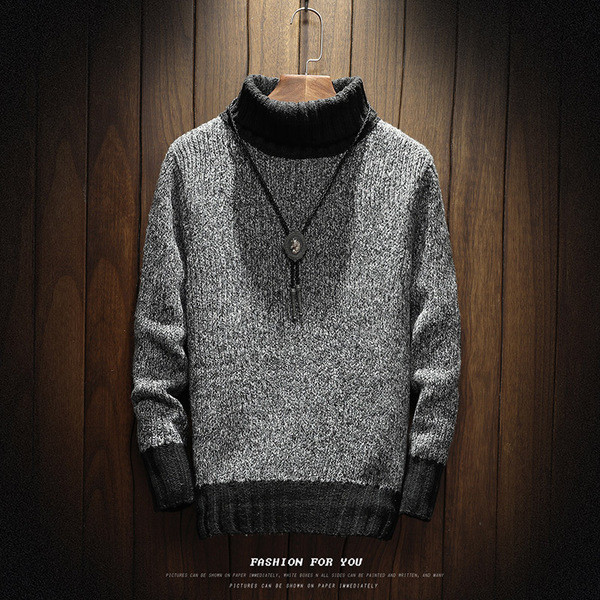 Πολύ μοντέρνο και ζεστό ανδρικό καθημερινό πουλόβερ με υψηλό σχήματος O yak - 2 χρώματα